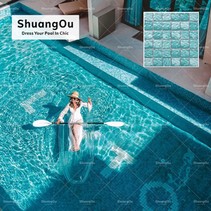 2x2 lượn sóng màu xanh lá cây gốm tráng men hồ bơi Gạch <span class=keywords><strong>Mosaic</strong></span> sứ khảm hồ bơi gạch để bán Nhà máy cung cấp gốm khảm - Product Image 1