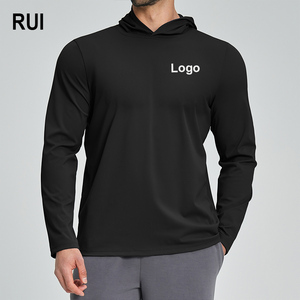 RUIQUWIN Vente en gros Sweat à capuche pour homme, couleur unie, haute élasticité, respirant, manches longues, tenue de sport décontractée pour la ville et le quotidien - Product Image 1