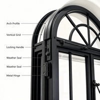 Fenêtre à battant en aluminium, cadre noir, double vitrage, style français, à économie d'énergie, avec moustiquaire, pour projets.