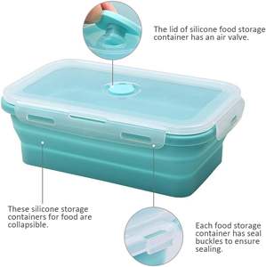 Boîte de rangement pliable en silicone de qualité <span class=keywords><strong>alimentaire</strong></span> Refine Factory 1200 ml, boîte à bento, récipient de stockage <span class=keywords><strong>alimentaire</strong></span> avec couvercle en PP pour les sorties en plein air - Product Image 4