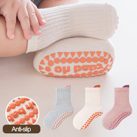 Chaussettes de sol pour enfants de printemps Chaussettes respirantes en coton pour bébé, douces et antidérapantes