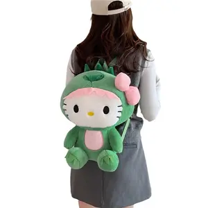 Botu New Designs Kitty Backpacks Green Dinosaur Stuffed Animal Plush Bag Large Capacity Cute Soft KT Shoulder Backpack
