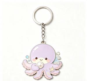 <b>Custom</b> Octopus Metal Key Chain Enamel Pendant Pearl Accent Lightweight Keyring for Gift and Promotion - Product Image 3