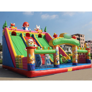 Pingüino nuevo salto Yuedong Casa de rebote inflable tobogán doble obstáculo Castillo dibujos animados parque temático verde - Product Image 3