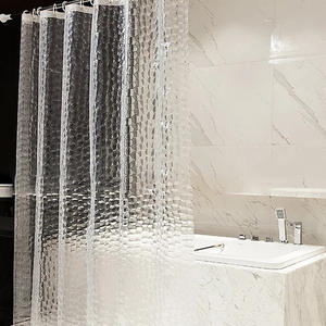 Rideau de douche en EVA Water Cube, blanc, texture soyeuse givrée, imperméable, résistant à la moisissure, rideau de séparation pour salle de bain, moderne - Product Image 2