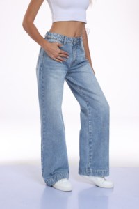 Jeans de Mezclilla de Pierna Ancha para Mujer, Estilo Vintage, Lavado Casual con Efecto Desgastado, Pantalones para Mujer - Product Image 5