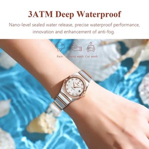 Montre à quartz de luxe pour femme en acier inoxydable, boîtier carré de haute qualité, strass lumineux, étanche, style tendance - Product Image 2