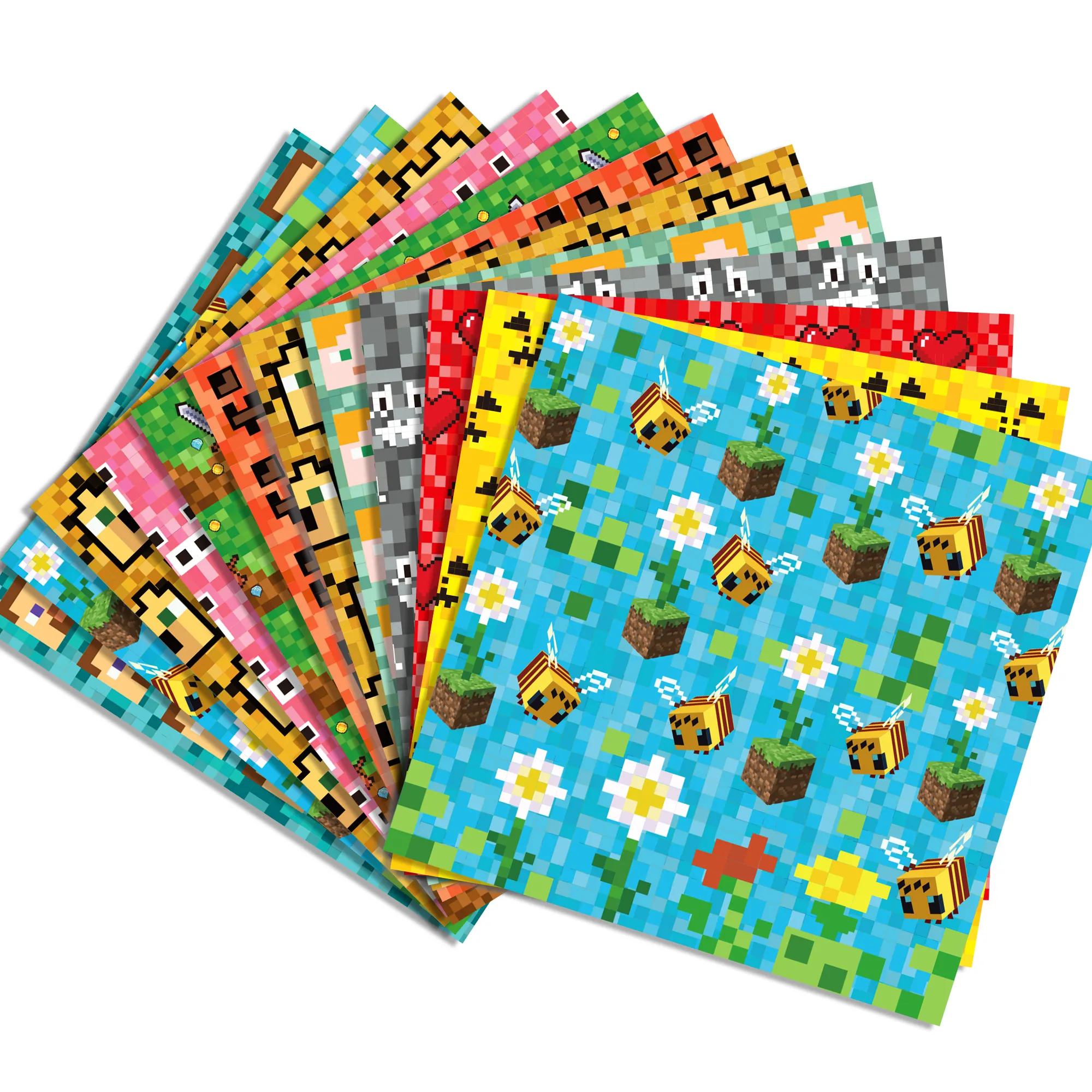 WW106 Mosaics World Pattern Scrapbook Paper DIY Decorative Craft Paper for Gift Wrapping Pixel Game Party Decorations