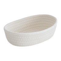 Panier de rangement en corde de coton tissé à la main, panier cadeau en corde de coton naturelle, forme ronde, petit panier