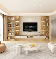 Meuble TV moderne multifonctionnel sur pied en panneaux de particules avec éclairage LED pour salon – Offre Spéciale