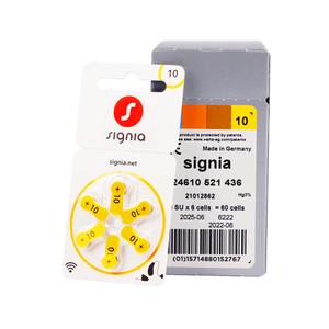 60 piles auditives Signia par boîte, piles zinc-<span class=keywords><strong>air</strong></span> taille 10 - Product Image 1