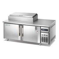 Mesa de preparación de Pizza comercial de alta calidad, nevera refrigerada de doble puerta de alto rendimiento, Enfriador de mostrador de Venta caliente para panadería