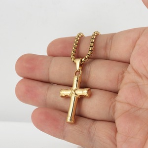 yunnique <b>Cross</b> Pendant Necklace Gold Zinc Alloy 60cm <b>Chain</b> Geometric Design For Men Women Gift Fashion Jewelry - Product Image 1