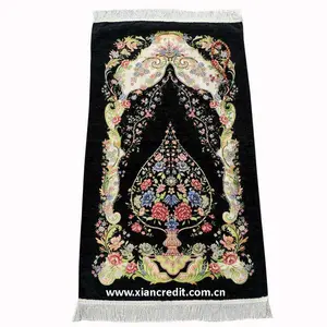 伊斯兰Janamaz祈祷地毯-穆斯林Namaz Seccade土耳其祈祷垫地毯设计黑色