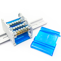 Bloque de terminales aislado modular unipolar WDH 407 para montaje en panel con barra colectora de tornillo, 500V/125A, para riel DIN, de distribución de energía.