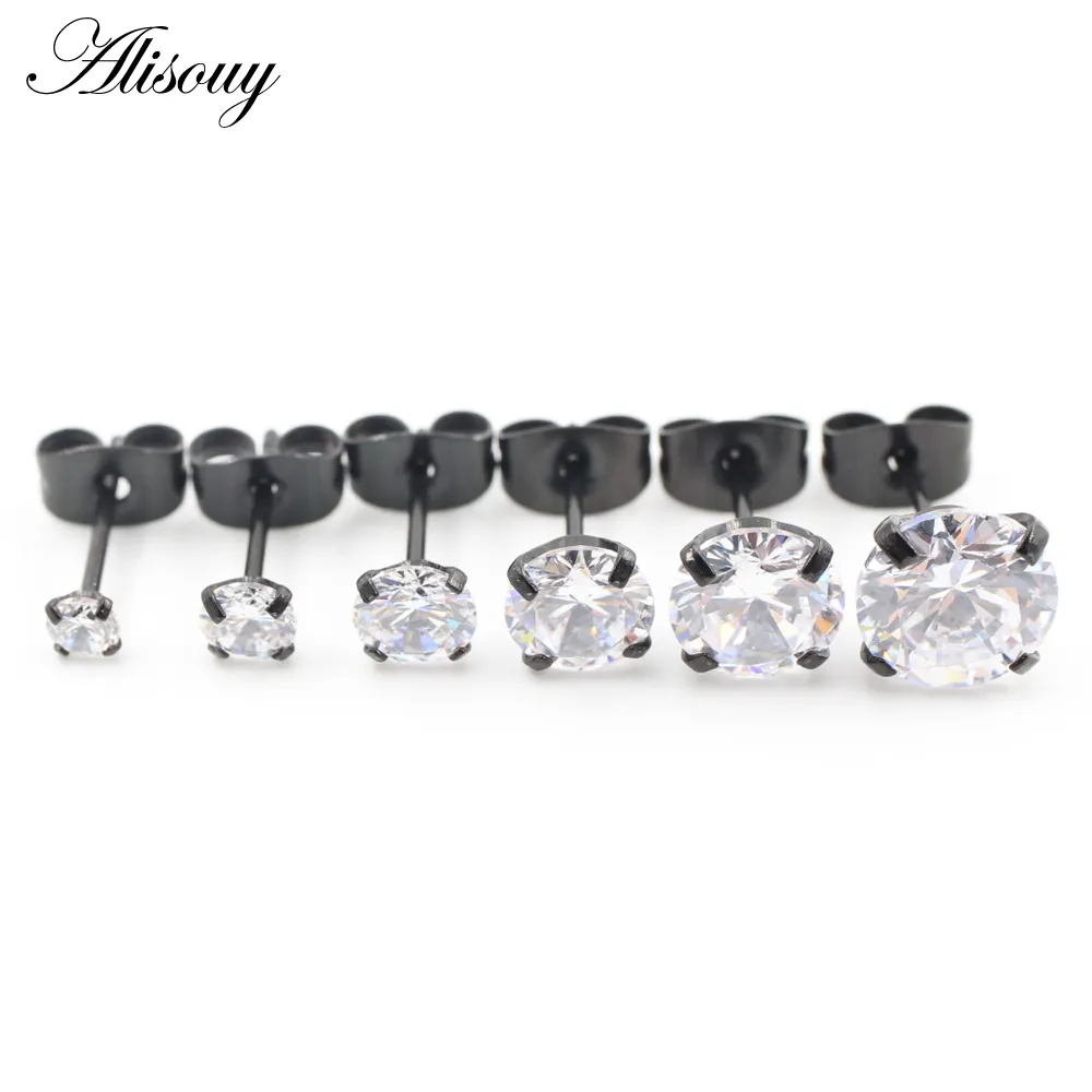 Alisouy 2 Stuks Kleine Gouden Kleur Oorbellen Steen Cz Kristal Oor Studs Chirurgische Stalen Zirkonia Helix Oorbel Vrouwen Accessoires