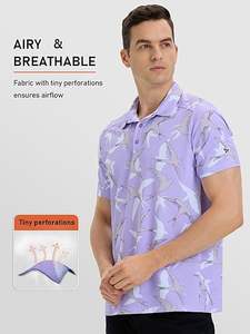 Chemise de golf pour homme en tricot imprimé à manches courtes, respirante, sportive, protection solaire, pour les sports de plein air - Product Image 4