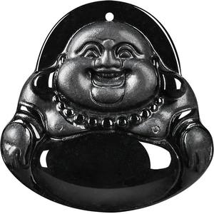Pendentif Bouddha en Jade Noir Naturel, Design Original UNISEXE, Style Chinois, Cadeau avec Certificat d'Expertise C208 - Product Image 5