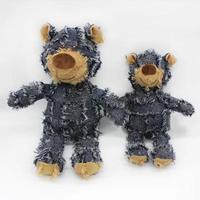 Jouet à mâcher pour chien en coton et peluche denim, motif ours mignon, résistant aux morsures et à l'usure, couineur, pour la dentition - Dropshipping Hapet