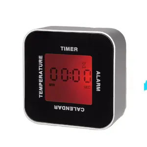 캘린더 알람 타이머 온도가있는 4 면 디스플레이 소형 디지털 알람 시계 LED 시계