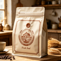 Sac à café en aluminium de qualité alimentaire, 1 kg, imprimé en héliogravure personnalisé, résistant à l'humidité, fond plat, scellé sur huit côtés