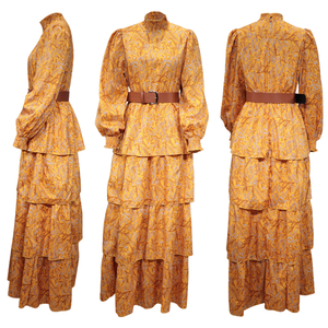 MFD798 Vestido largo de otoño para mujer Cuello medio alto con volantes Flor fragmentada Impresión digital Ecológico - Product Image 5