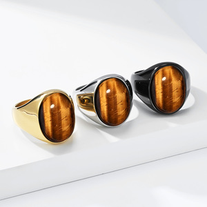 <span class=keywords><strong>Bague</strong></span> en acier inoxydable plaqué or Tempusort Fashion Jewelry avec pierre œil <span class=keywords><strong>de</strong></span> <span class=keywords><strong>tigre</strong></span> ovale noire <span class=keywords><strong>pour</strong></span> <span class=keywords><strong>homme</strong></span>, cadeau d'anniversaire - Product Image 3