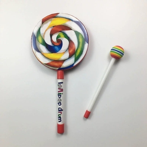 Wholesale Rainbow Lollipop Shape Hand <b>Drum</b> Kids Percussion Toy With Mallet <b>For</b> Kids Playing - Product Image 2