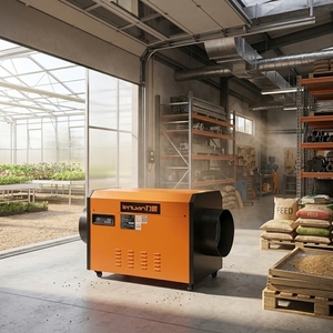 <span class=keywords><strong>Chauffage</strong></span> au <span class=keywords><strong>gaz</strong></span> carré haute puissance 120 kW avec roulettes pivotantes, thermostat intelligent et affichage numérique pour entrepôt industriel - Product Image 2