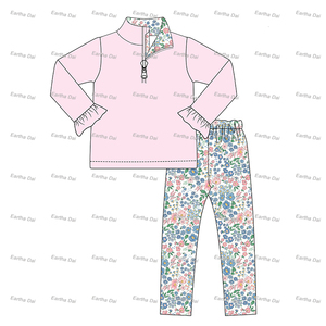 <span class=keywords><strong>Abbigliamento</strong></span> per bambini abiti con volant per ragazze stampa floreale due pezzi personalizzati per bambini inverno <span class=keywords><strong>abbigliamento</strong></span> Legging set - Product Image 2