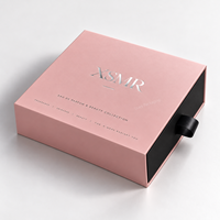 Boîte à tiroir coulissant en carton rigide rose de luxe avec insert pour emballage cadeau de parfum, de soins de la peau et de cosmétiques, avec logo personnalisé