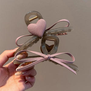 Pince à cheveux nœud d'amour violet foncé pour la Saint-Valentin, idéale pour cheveux épais - Product Image 1