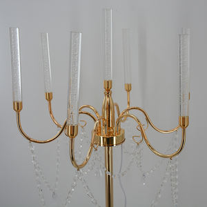 สินค้าใหม่ถนนคู่มือ10แขนหลอดคริสตัลแต่งงานเวทีตกแต่งโลหะโกลเด้นชั้นโคมไฟ - Product Image 4