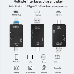 TISHRIC 마이크로 SD 카드 리더기 6in1 TF 메모리 어댑터 USB2.0 유형 C OTG 스마트 카드 리더기 카드 리더기 PC 노트북 액세서리 용