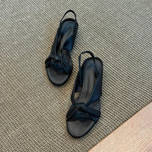 Sandalias de cuña con diseño exclusivo, punta abierta, punta redonda y tiras cruzadas para mujer, sandalias romanas versátiles - Product Image 3