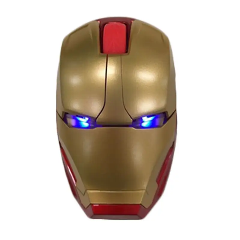 high quality hotsale mini optical gold iron man wireless mouse with blue light