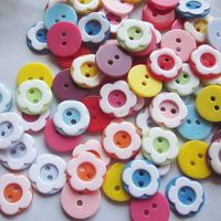 Niucky Kids DIY Kancing Bunga 12mm Resin Lapis Ganda Jala Dapat Dicuci Flatback Plum Blossom 2 Lubang Warna Permen Kerajinan Bayi