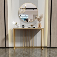 Miroir Mural Cadre en Verre Argenté Écologique 5MM pour Salon Moderne avec Console Table en Marbre