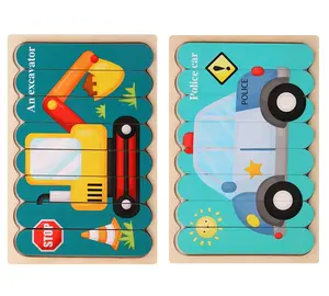 조기 교육 나무 장난감 3D 직소 바 퍼즐 어린이 창조적 인 이야기 스태킹 크리 에이 티브 스트립 나무 막대 퍼즐