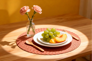 モダンスタイル半手織りラウンドリネンテーブルPlacematホームアンチスキャルディング生地織りプレイスマットクラシックなデザイン - Product Image 5