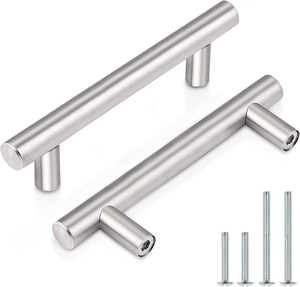 WEKIS 201 Stainless Steel T-shaped Drawer Pulls Simple Kitchen Cabinet Hardware Hollow Furniture Tube Feet for Wardrobe Dresser - Product Image 1