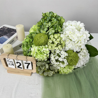 Bunga Hydrangea Hijau Sutra Buatan Realistis Romantis 35cm untuk Dekorasi Tengah Meja Pernikahan & Kembali ke Sekolah