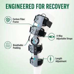 Attelle de genou longue pour la récupération des blessures au genou, avec sangles d'épaule réglables - Product Image 2