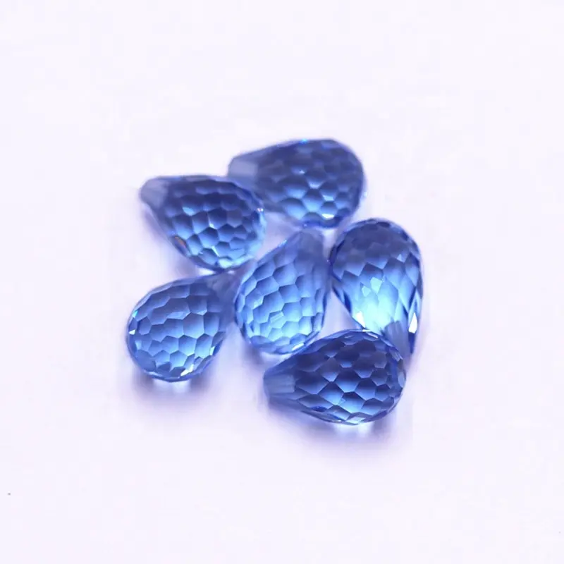 crystal aquamarine 8*12mm Drop shape tear drop beads for pendant sapphire glass gemstone