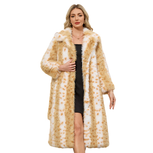 Women's <b>Leopard</b> <b>Print</b> Long <b>Faux</b> <b>Fur</b> <b>Coat</b> Winter Warm Fluffy Jacket Luxury Fashion OEM ODM Wholesale Supplier - Product Image 1