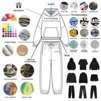 Ensemble survêtement streetwear personnalisé OEM avec sweat à capuche zippé et pantalon de jogging orné de strass, fabrication de vêtements sous marque privée