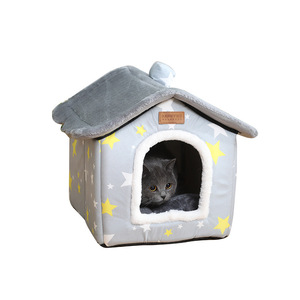 <span class=keywords><strong>Lit</strong></span> pour animaux de compagnie en forme de <span class=keywords><strong>maison</strong></span> créative, cabane fermée pour chien et chat, lavable, amovible, avec coussin doux pour toutes les saisons, à l'intérieur - Product Image 5