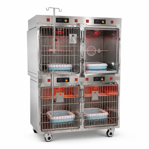 Gabbia Veterinaria per Terapia Intensiva Canina con Ossigenoterapia, Riscaldamento a Infrarossi, Porta Bloccabile e Asta <span class=keywords><strong>Portaflebo</strong></span> per Recupero Post-Operatorio - Product Image 3