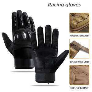 Sarung tangan kulit Microfiber, sarung tangan cangkang keras jari penuh anti selip, sarung tangan berkendara sepeda motor dan bersepeda - Product Image 2