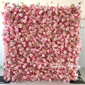 H-817 Hot Sale <strong>Wedding</strong> Roll up Flower Wall Roll up Artificial Flowers Wall Panel 8ft X 8ft Flower Wall <strong>Backdrop</strong> for <strong>Wedding</strong> - Product Image 3